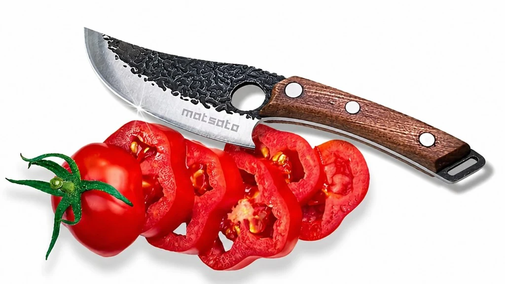 Coltello Matsato professionale con pomodoro affettato